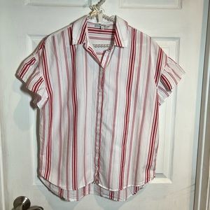 Madewell cotton top . Soft red/white . Size small